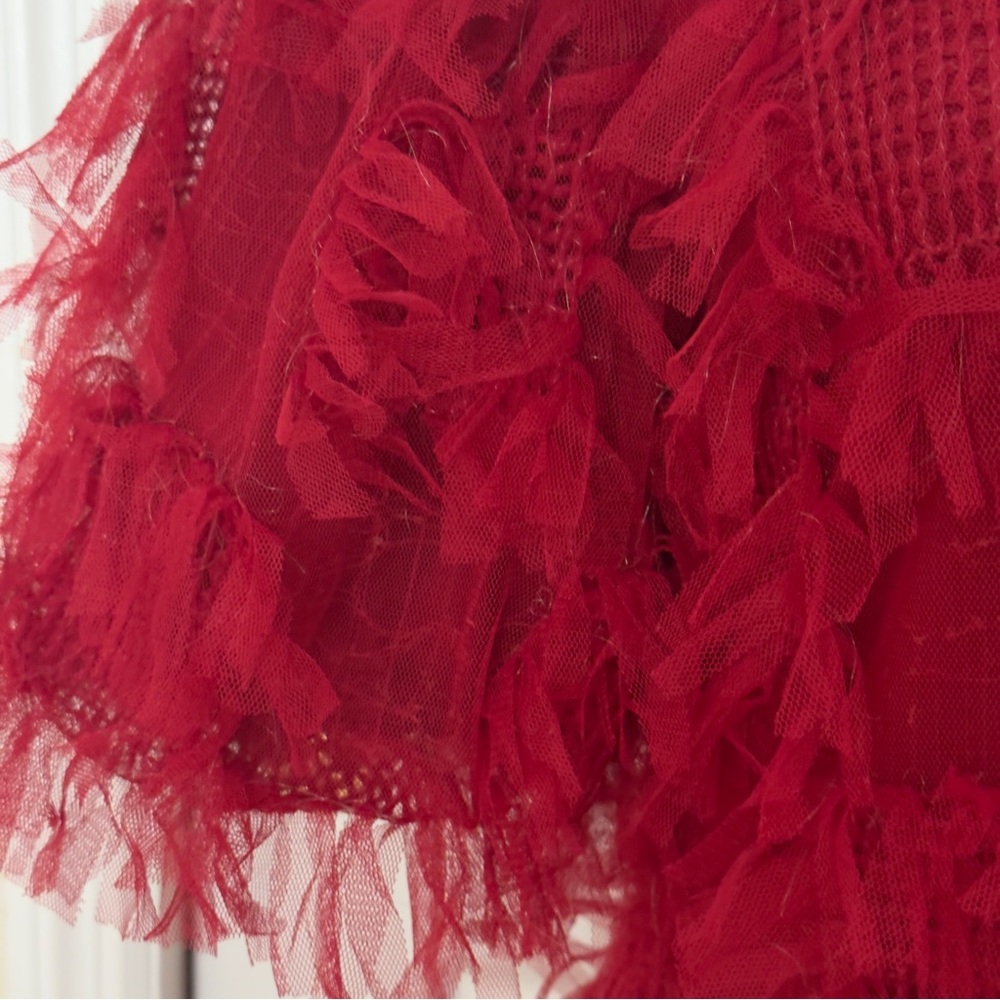 ENDLESS ROSE Size M Red mini dress with mesh sleeves and hem - Picture 8 of 11